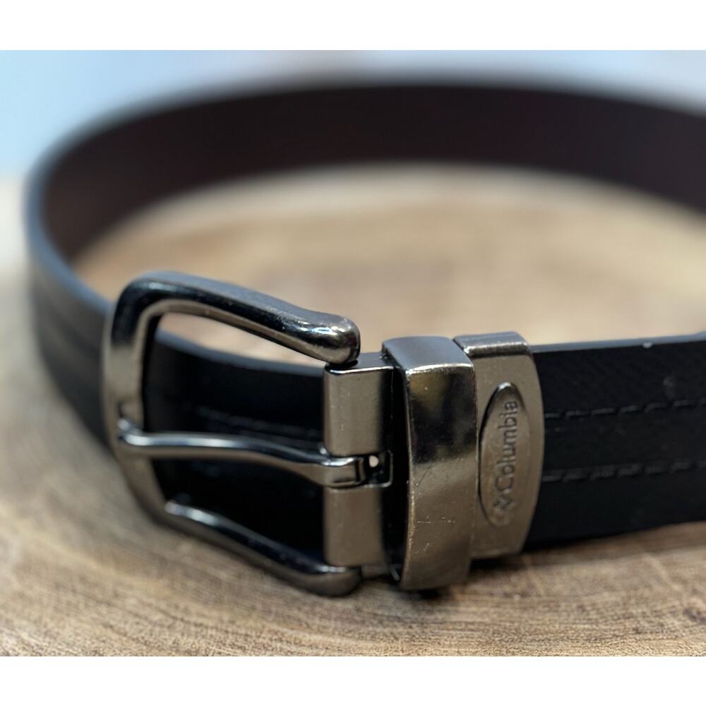 Columbia Men’s Black Synthetic Leather Belt, Size S (30-32)